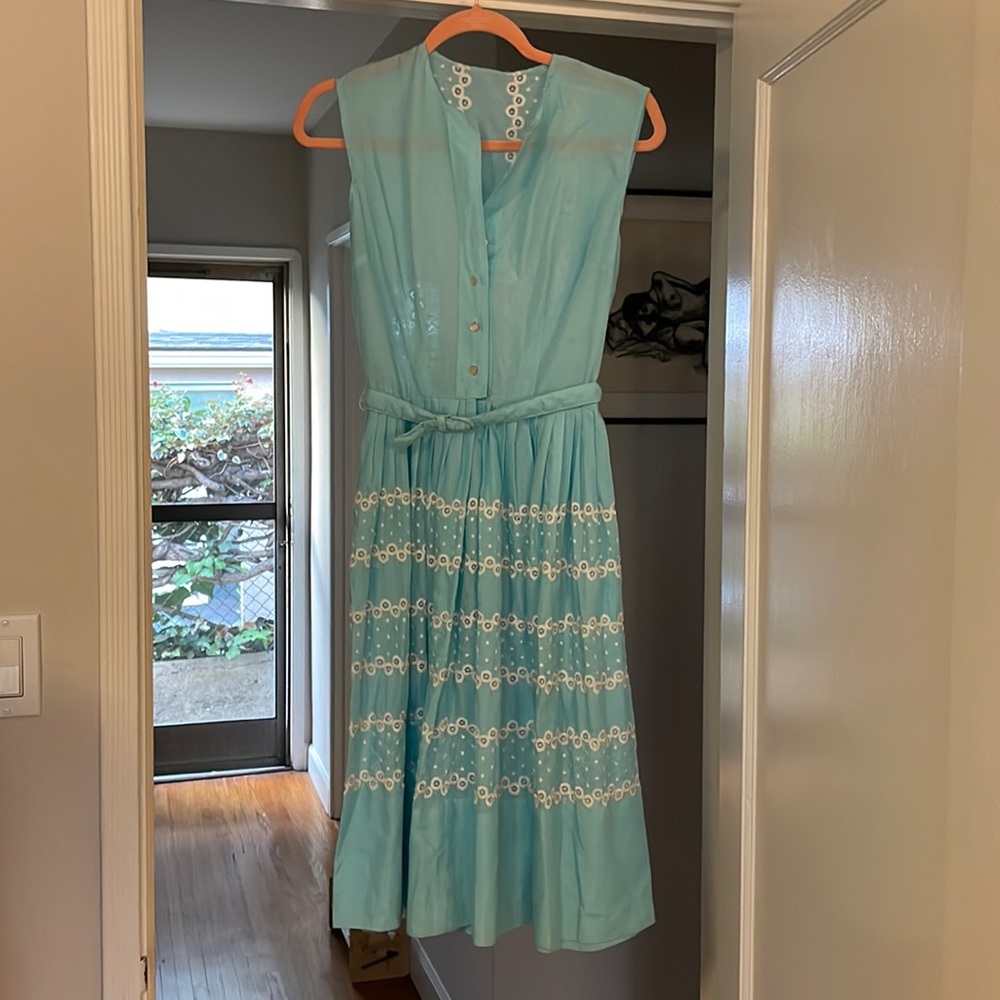 Baby Blue Eyelet Vintage Dress